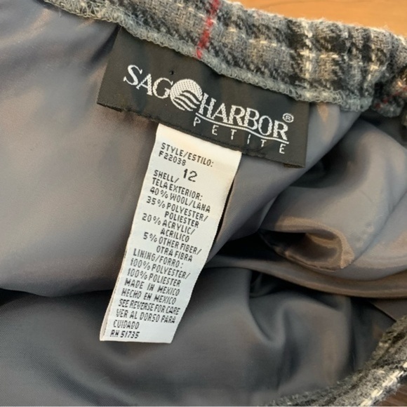 Vintage Wool Plaid Skirt Sag Harbor Petite Size 12 - Picture 5 of 6
